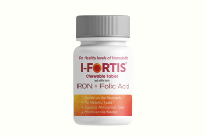 I Fortis Chewable Iron Tablets | Chocolate-Flavored | No Metallic Taste | Gentle on Stomach | Boosts Energy & Immunity | 60 Tablets