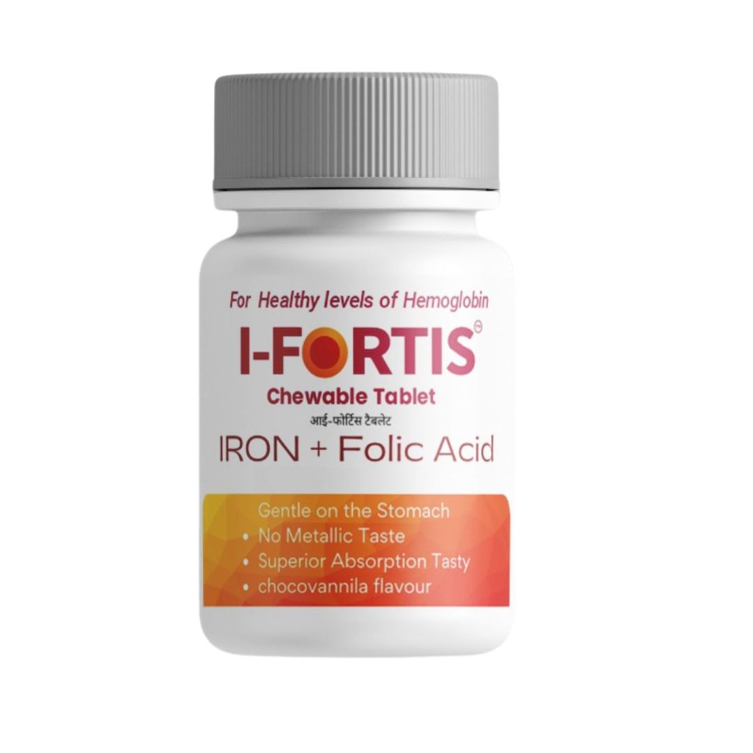 I Fortis Chewable Iron Tablets | Chocolate Flavor | No Metallic Taste, No Nausea, No Constipation | Gentle on Stomach | 30 Tablets